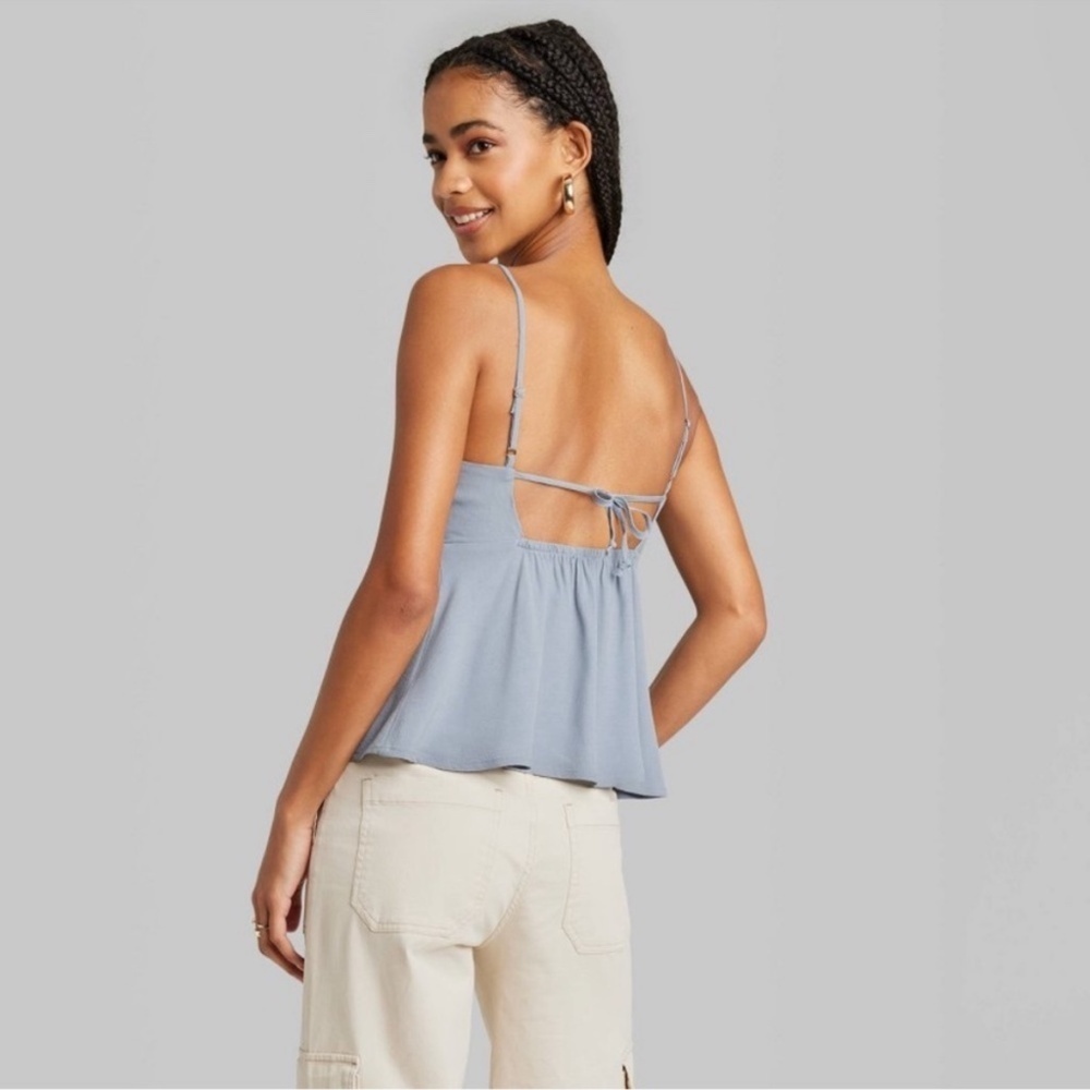 Wild Fable Babydoll Slate Blue Lace Trim Camisole Tank Top Size XXS - Picture 7 of 12